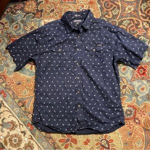 Eddie Bauer Short Sleeve Classic Fit Button Down Fly Fishing Pattern